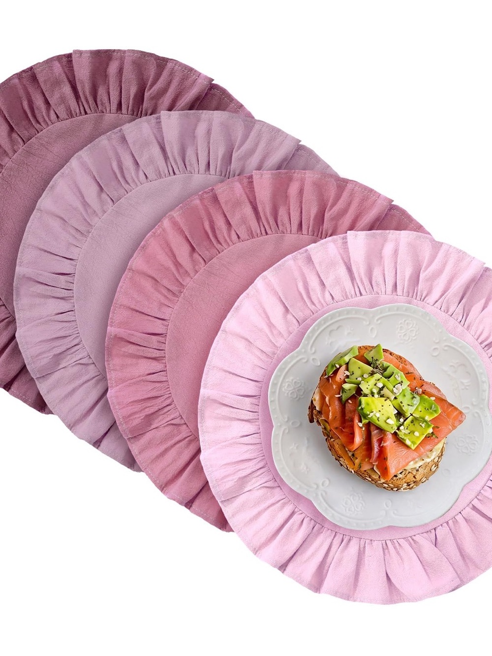 Place Ruffled Placemats in Pink Ombre Set of 4